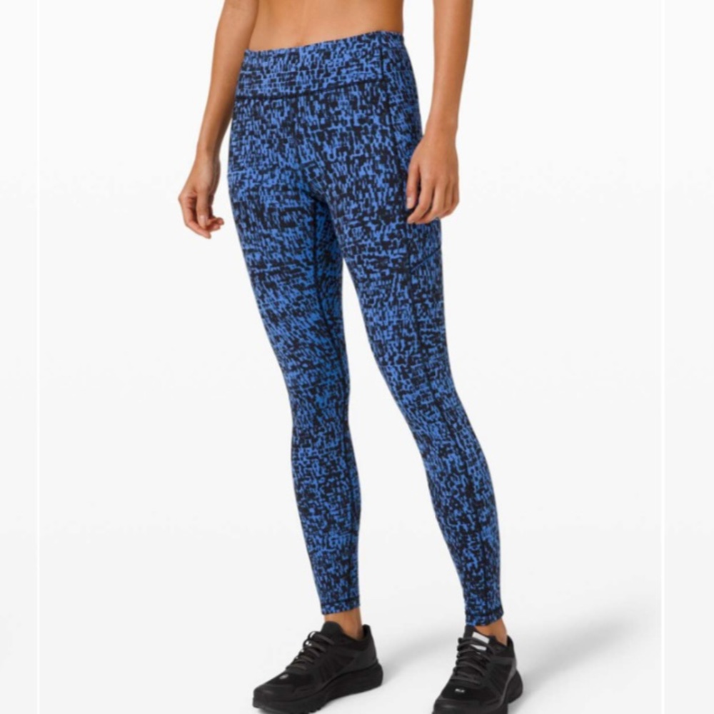 Lululemon Speed Up Tight 28" Urban Block Wild Bluebell Black leggings pockets